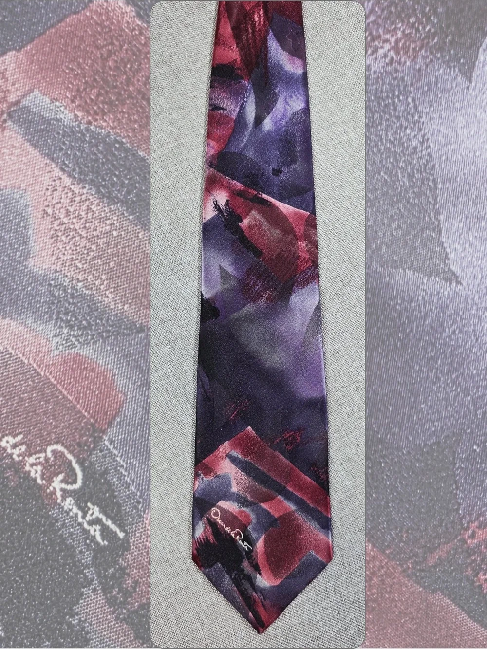 Oscar de la Renta Studio Purple Burgundy Abstract Tie